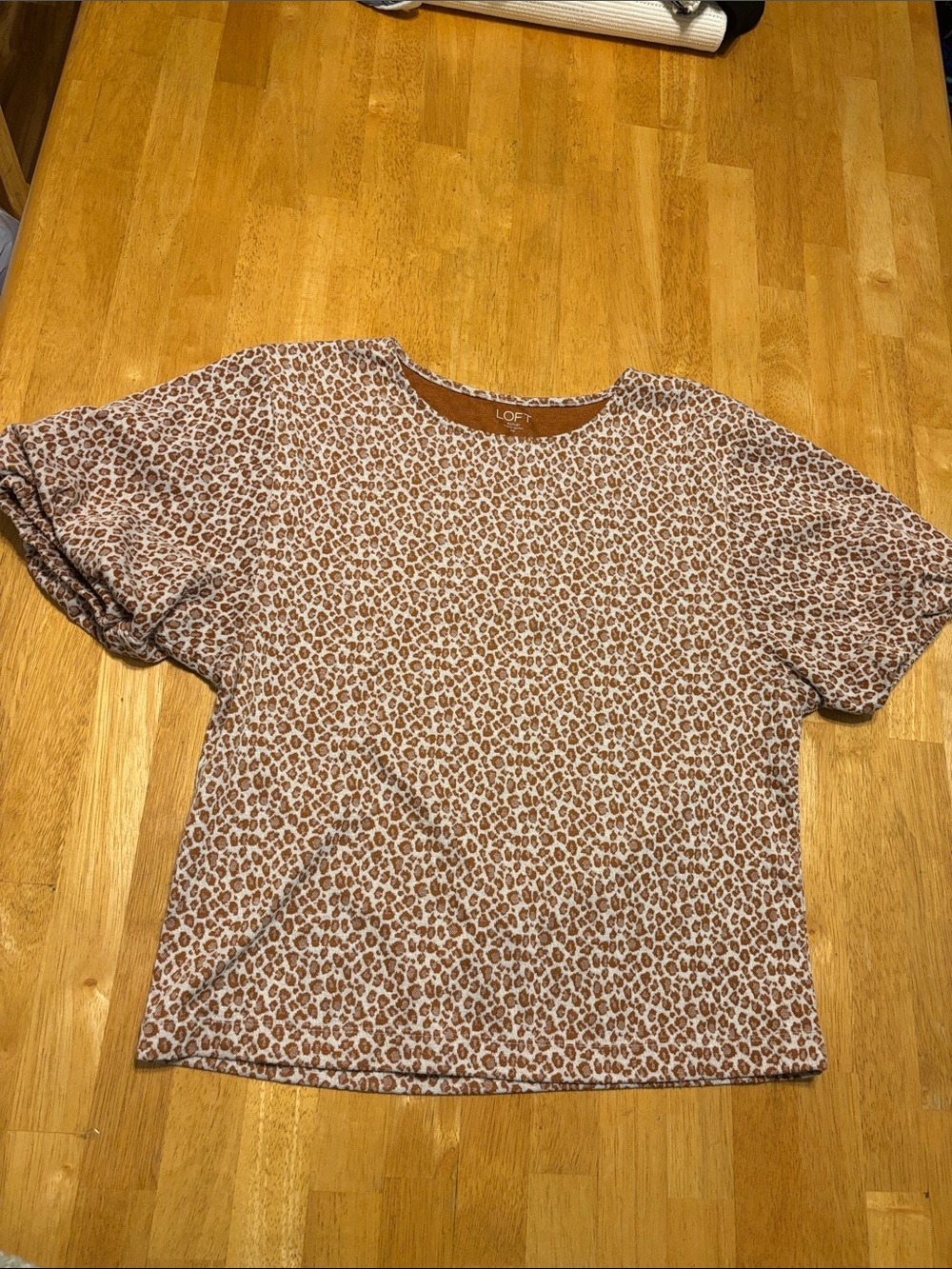 LOFT Brown Beige Leopard Short Sleeve Tee